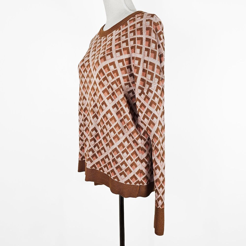A New Day Pink and Brown Geometric XXL Sweater - Picture 4 of 6